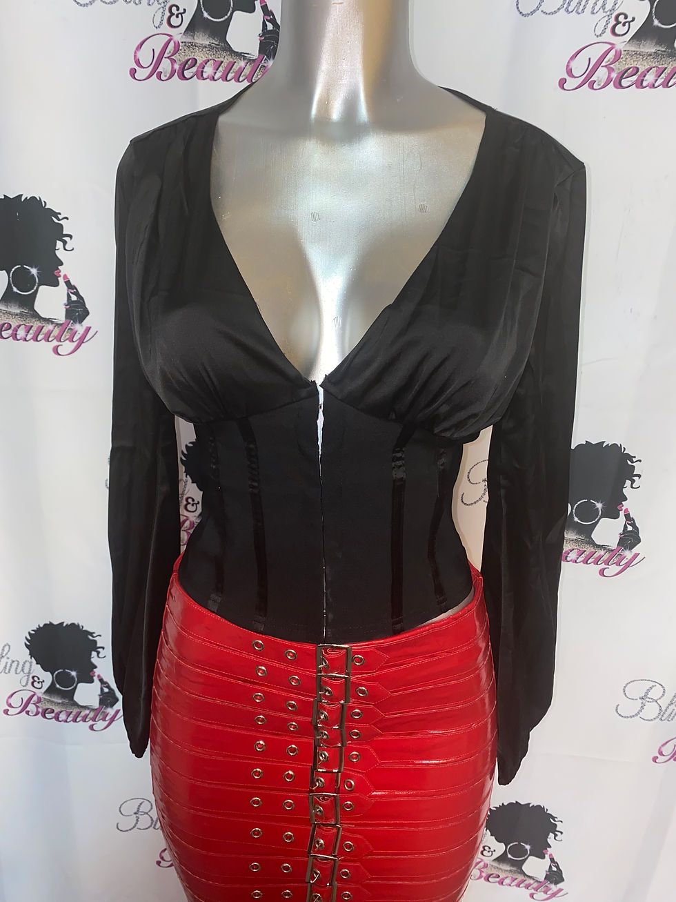 Thumbnail: Silk Corset Top W/ Sleeves