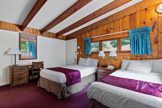 two beds in a hotel room