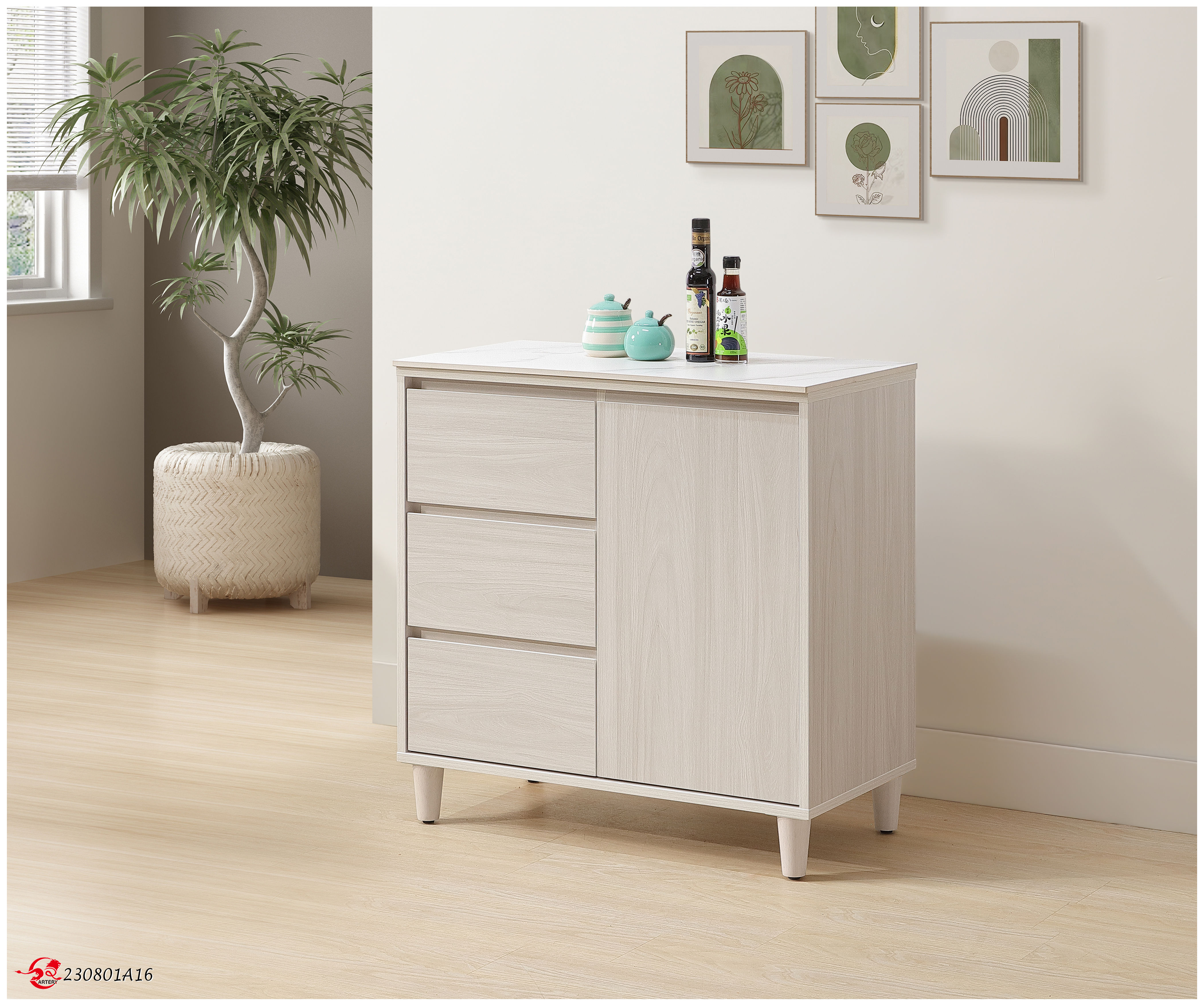 水漾2.7尺岩板餐櫃下座