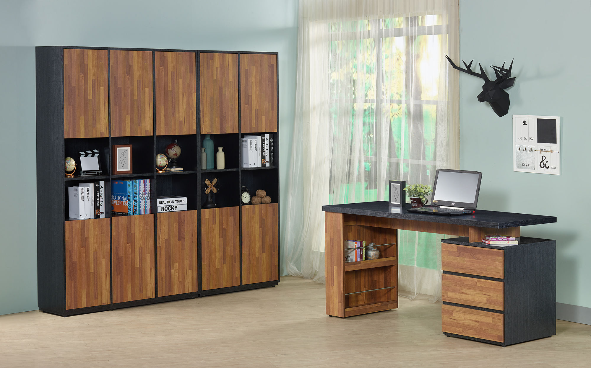 約翰5尺鐵刀柚木電腦書桌