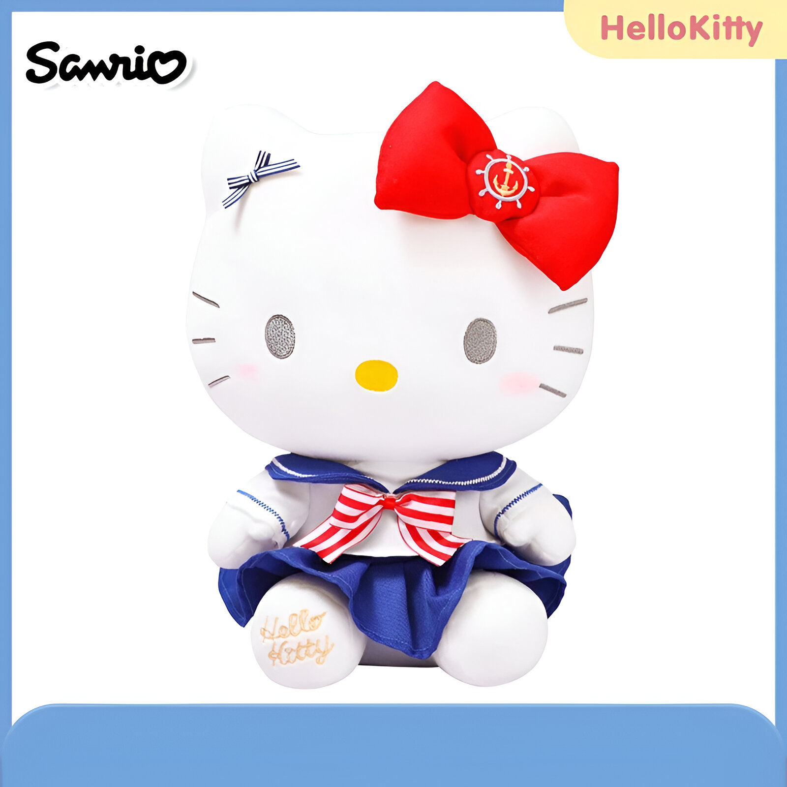 Peluche Hello Kitty -30 cm - Tenue en uniforme bleu et blanc