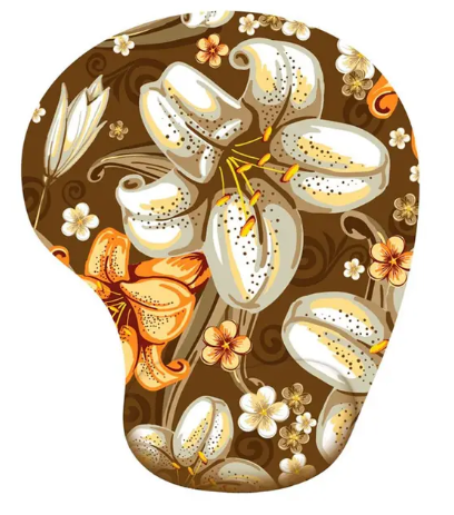 Tapis de souris ergonomique - Motif 08 - fleurs vertes