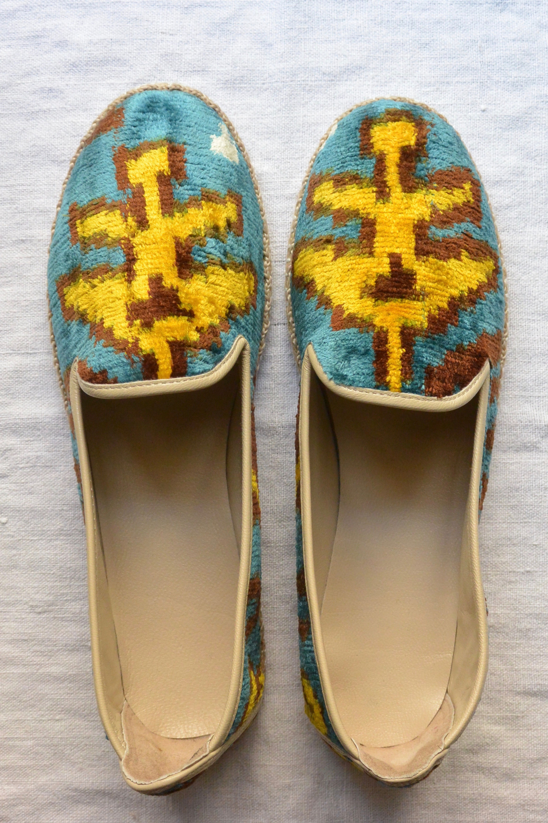 Velvet Ikat & Leather Loafer