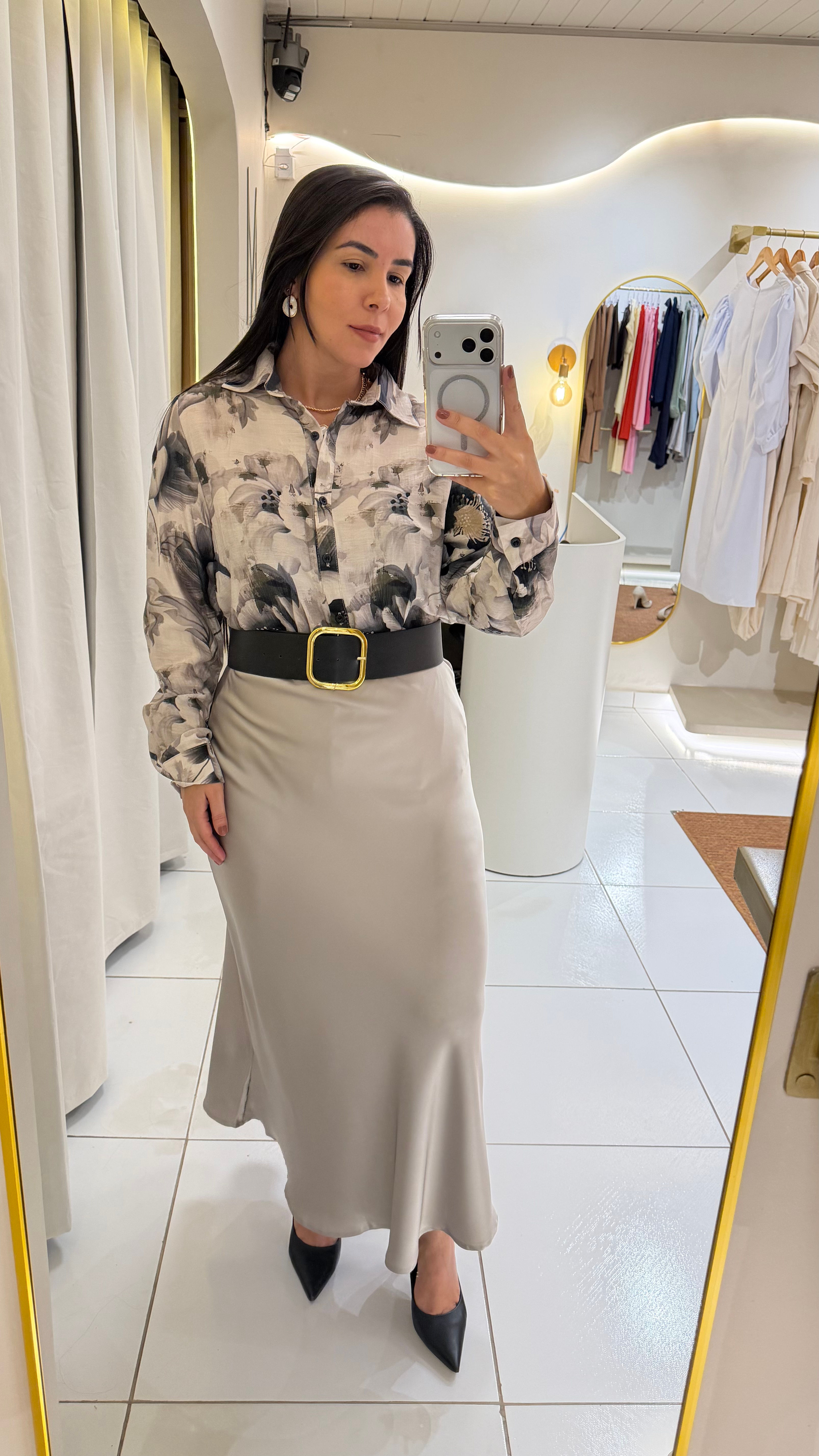 CBR64 | Camisa com Estampa Botânica Neutral
