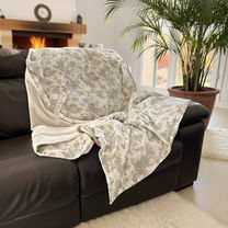 plaid en laine polaire et toile de jouy