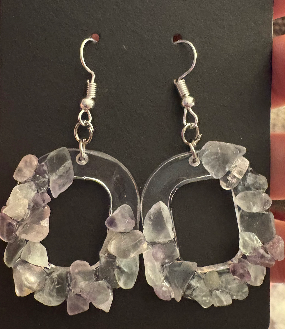 💜 Fluorite Hoop Dangle Earrings