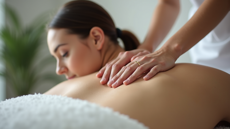 Eye-level view of a massage therapist working on a client