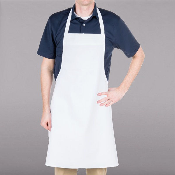 White Poly-Cotton Customizable Bib Apron- 34" x 34"