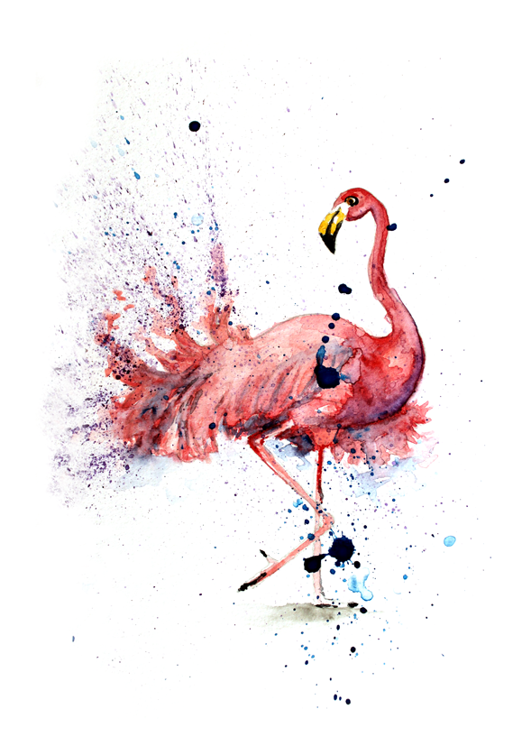 Flamingo; Limited Edition Original Watercolour Print