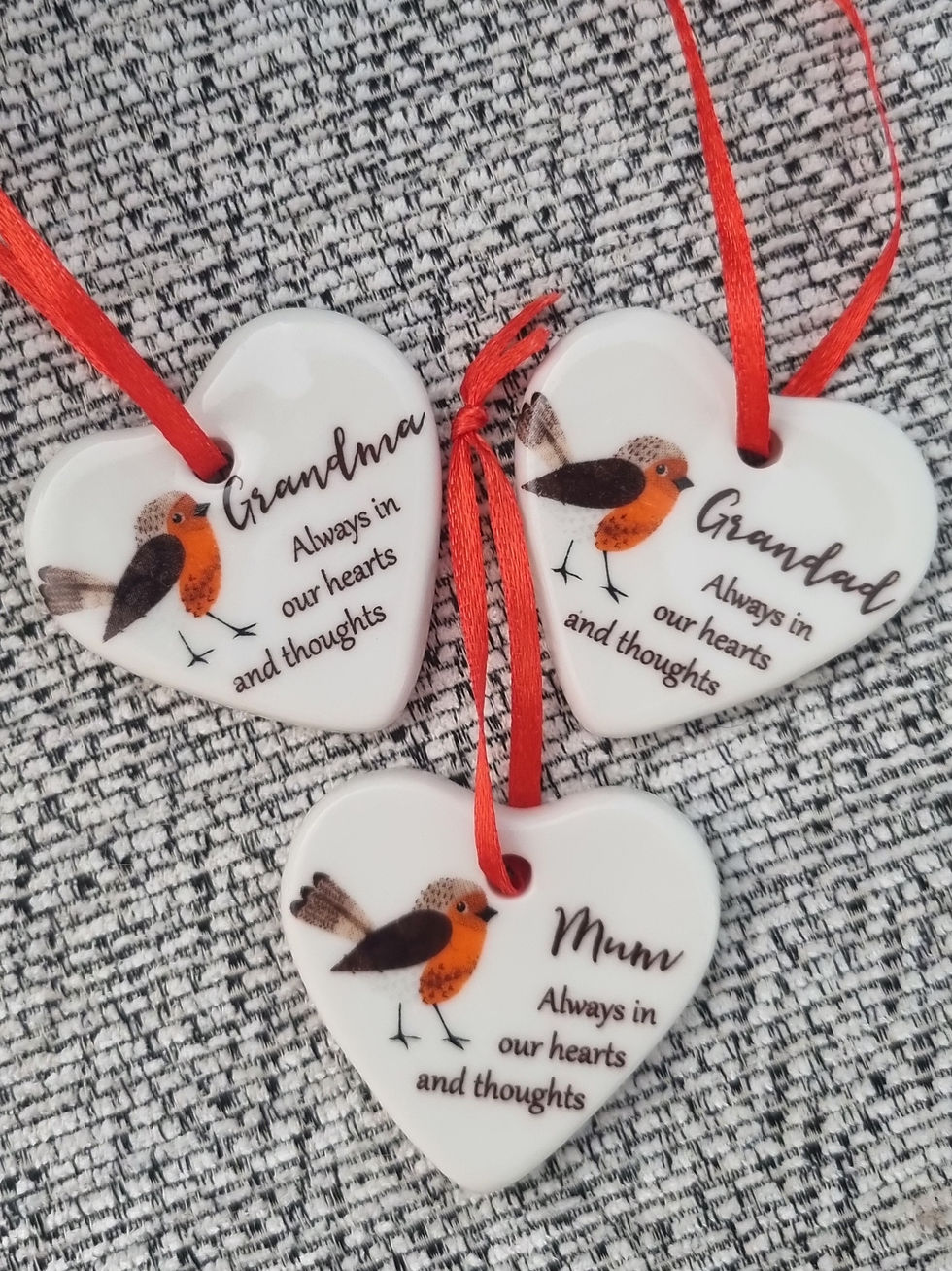 Mini Ceramic Robin Hearts
