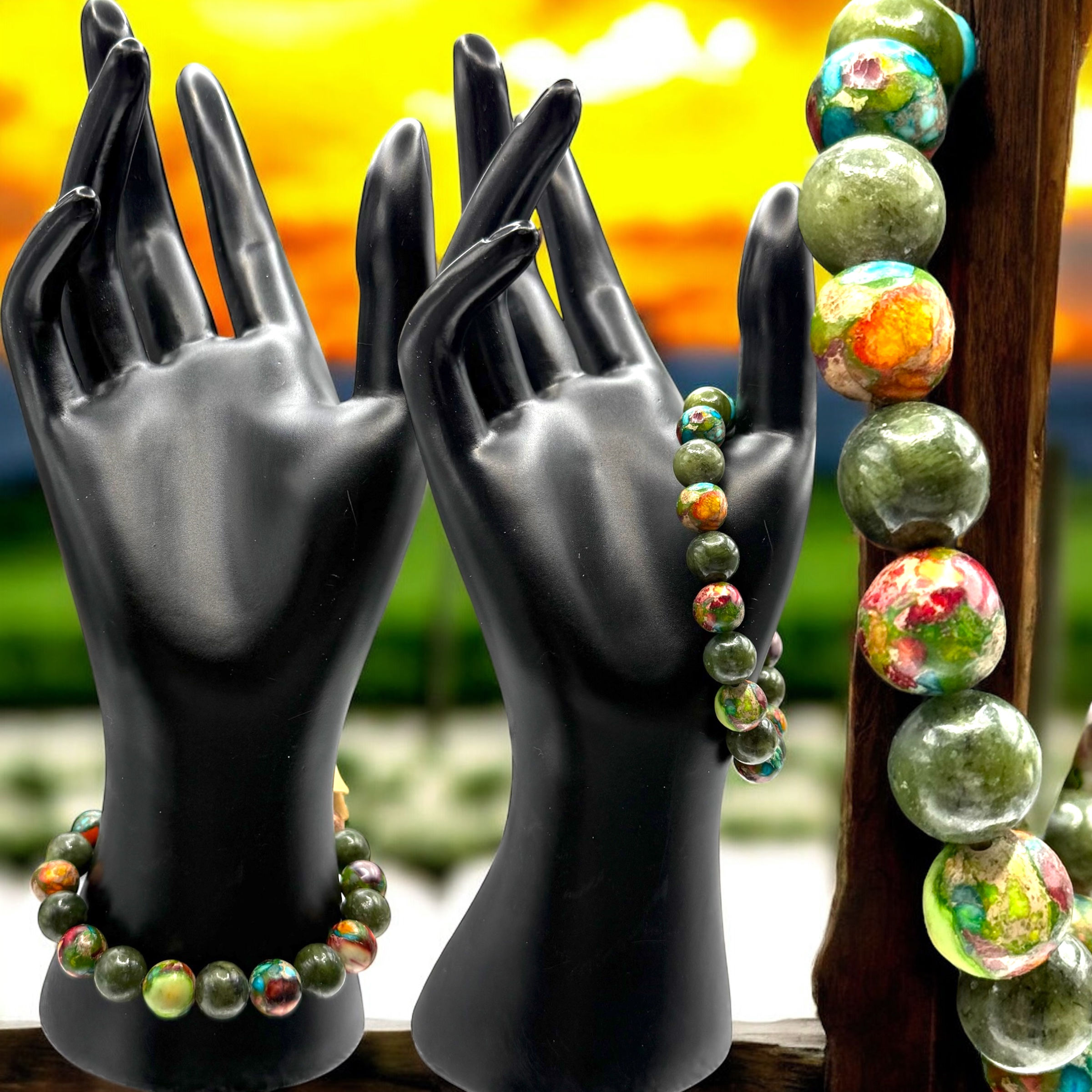 Canadian Jade & Green Red Imperial Jasper Bracelet