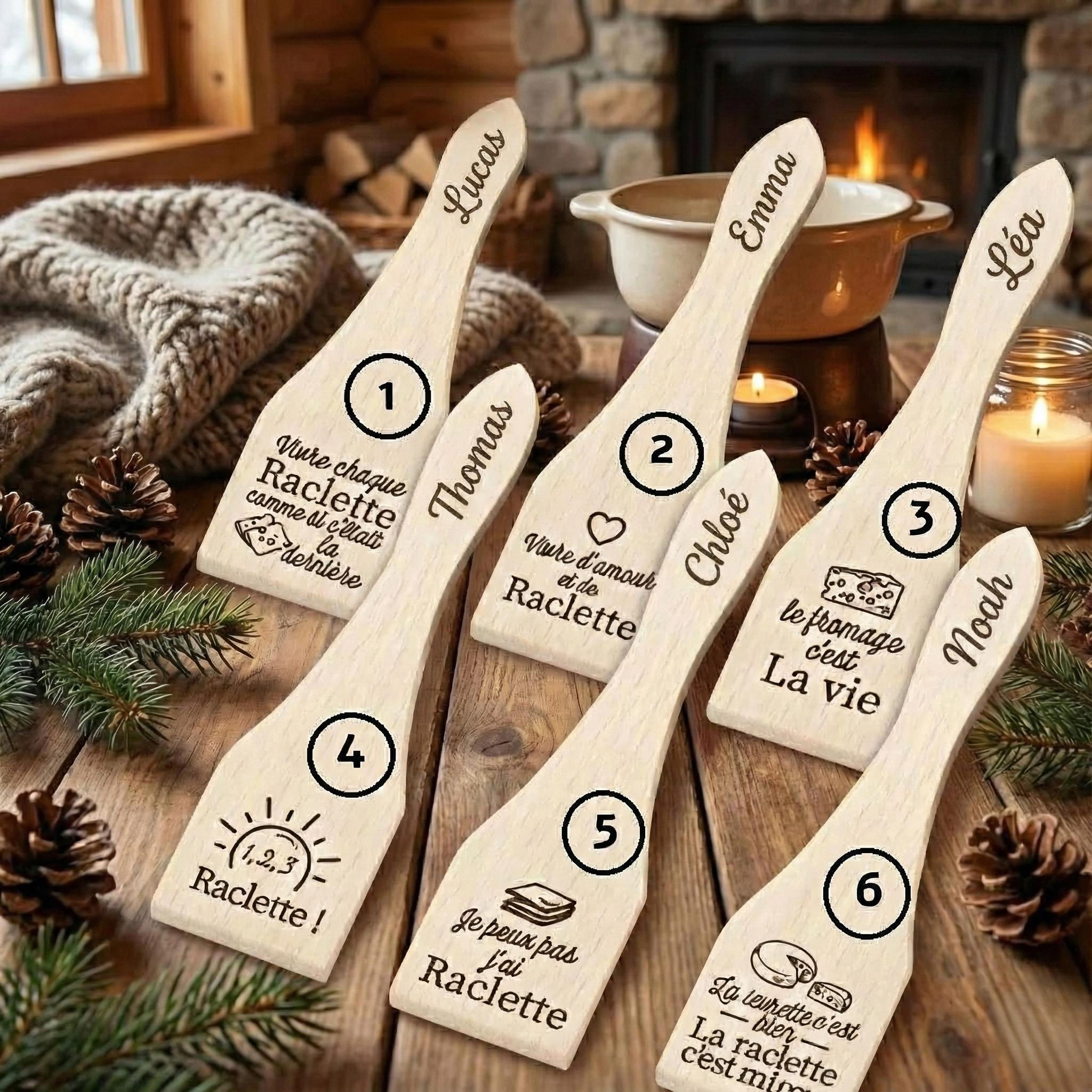 Spatule Raclette Bois Hêtre Personnalisée | Gravure Prénom Humour |  Cadeau Soir