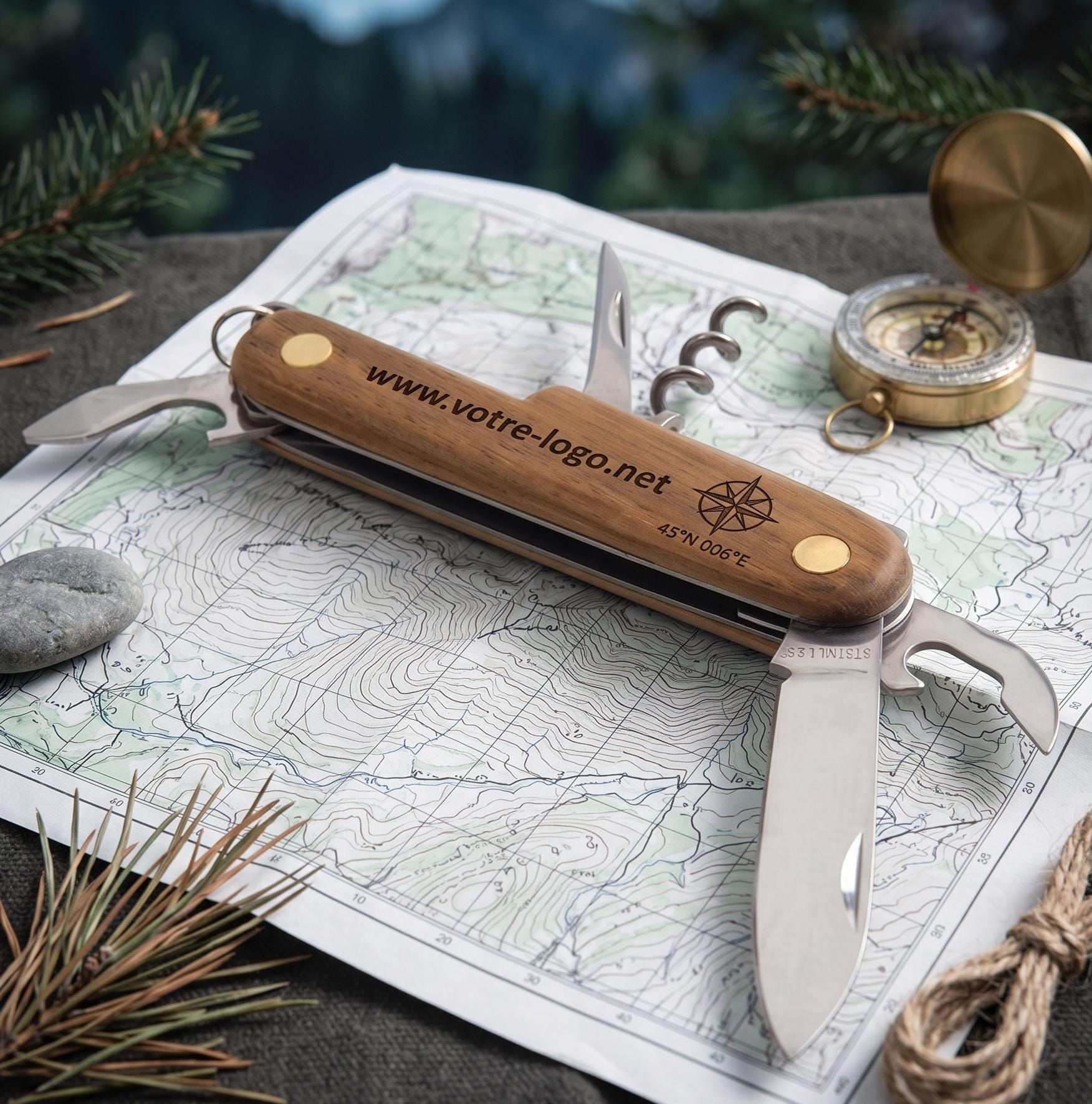 Couteau Suisse Bois Personnalisé Gravure Prénom | Cadeau Homme Fête des Pères A