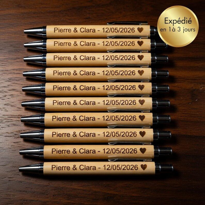Miniature : Stylo Bambou Gravé Prénom Personnalisé | Cadeau Professeur École |  Fête Mères