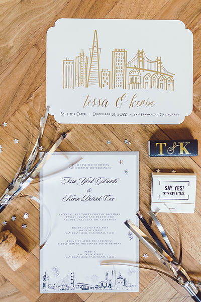 top-down image of the wedding stationery