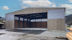 スパン24m!木材を保管する大型倉庫