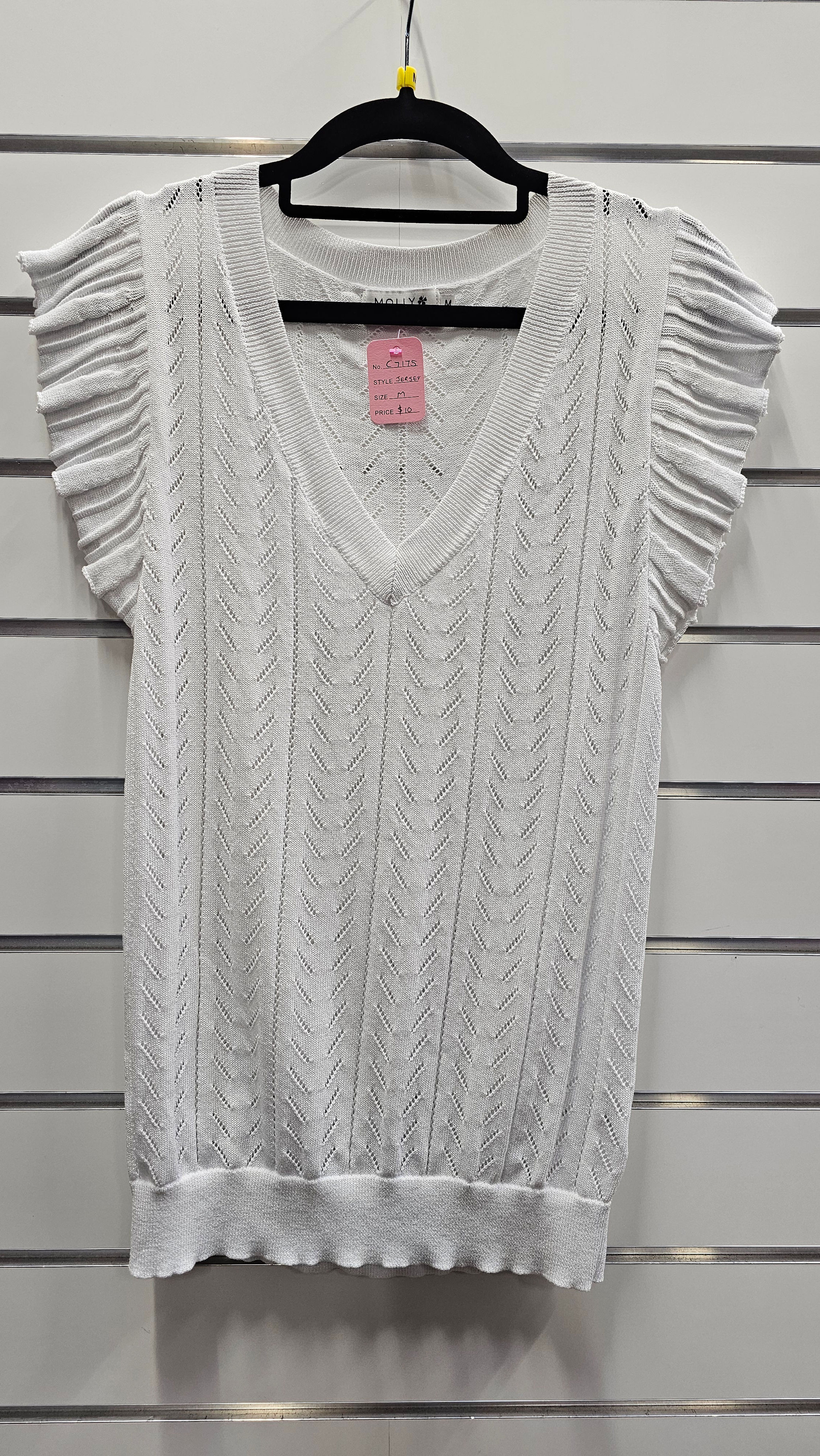 Molly Bracken white knitted top - size M