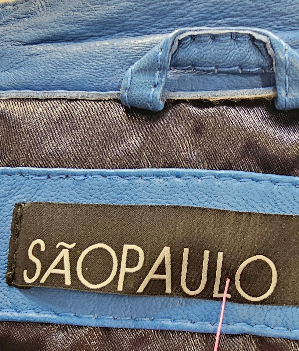 Thumbnail: Sãopaulo genuine leather blue jacket- size 10 (36)