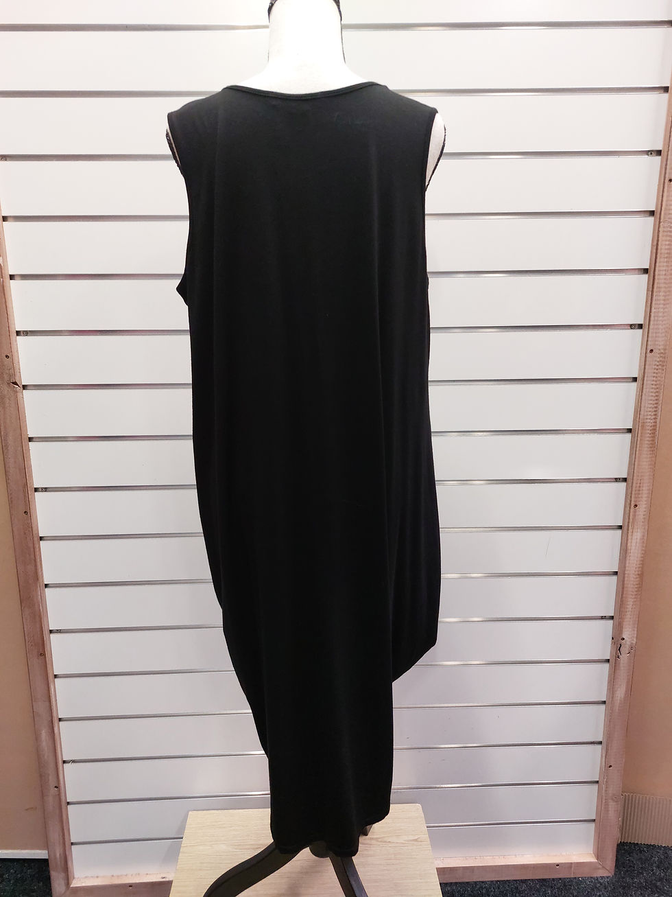 Thumbnail: Black Sleeveless Dress with Pockets Everyday Wear - M
