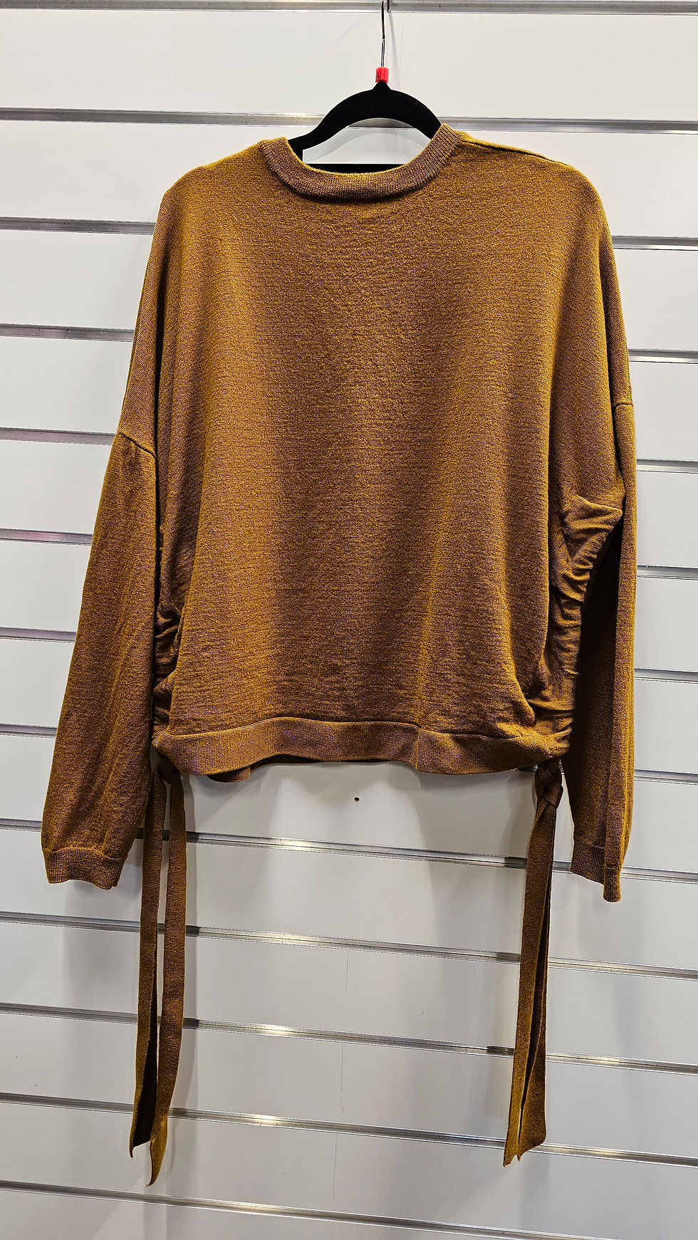 Thumbnail: Moochi mustard 100% Merino knitted jersey - size L