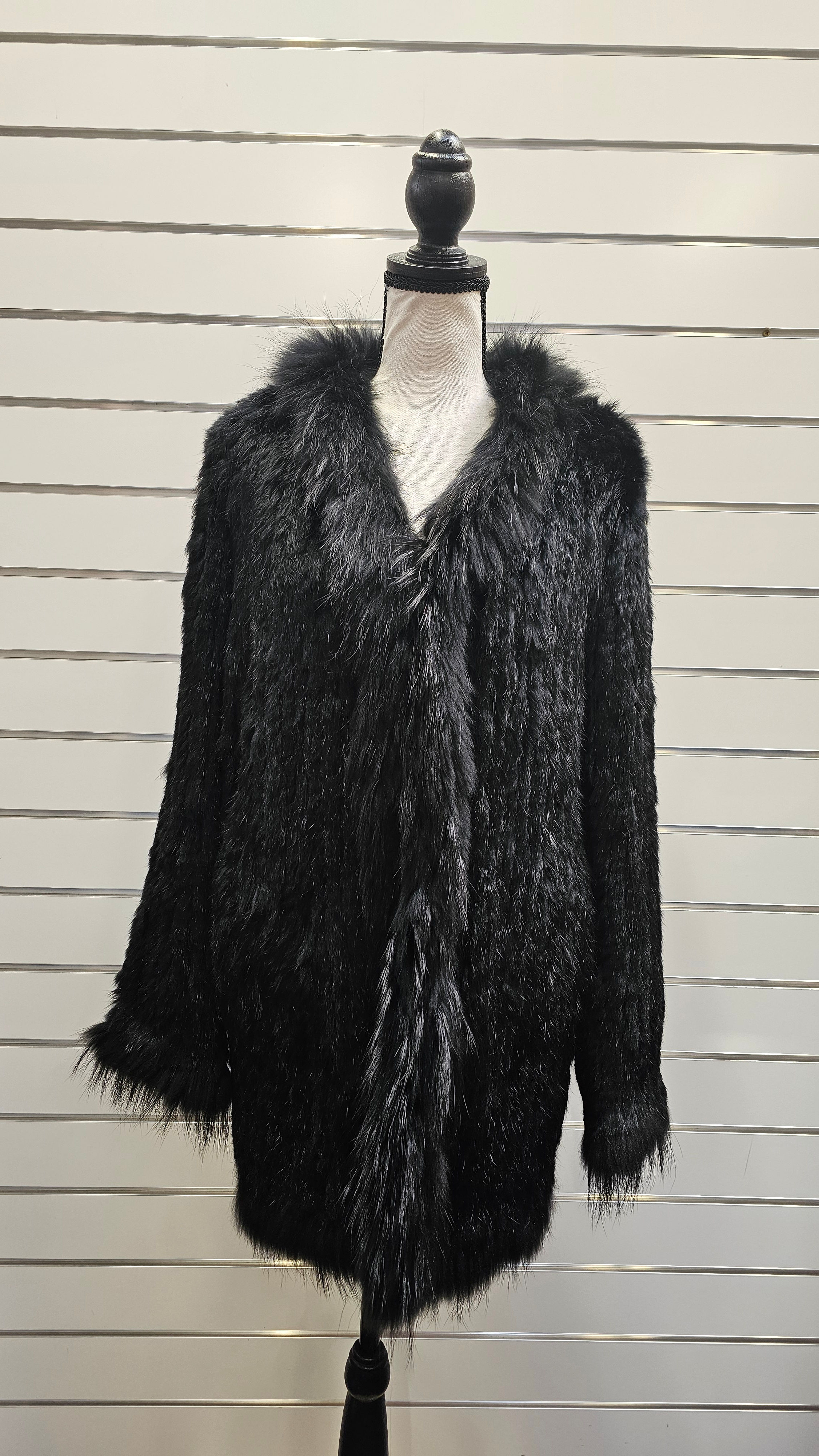 Brave+True Black Rabbit Fur Coat - M