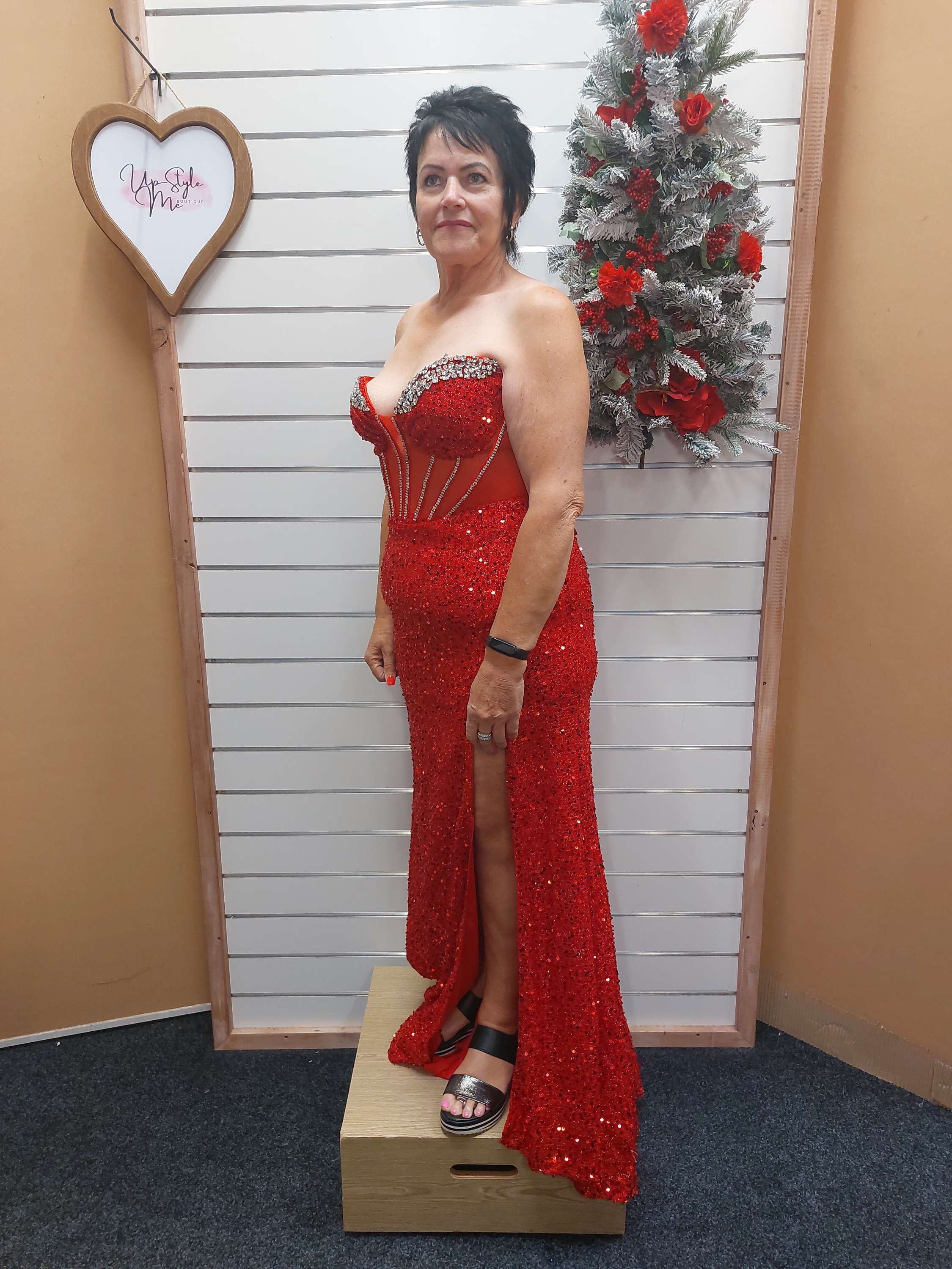 Sparkly Red Strapless Dress - 14