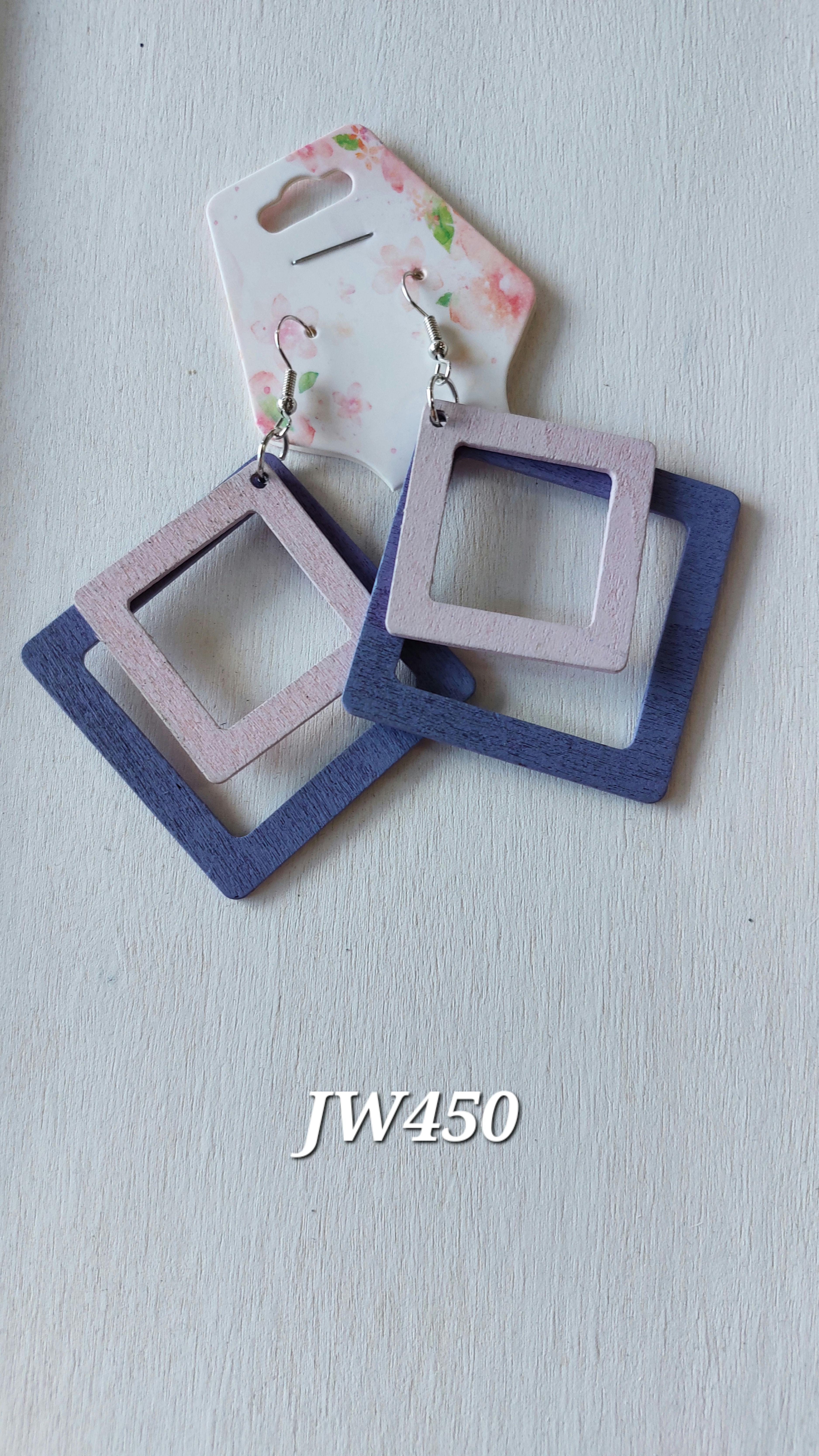 Layered Square Earrings - Purple