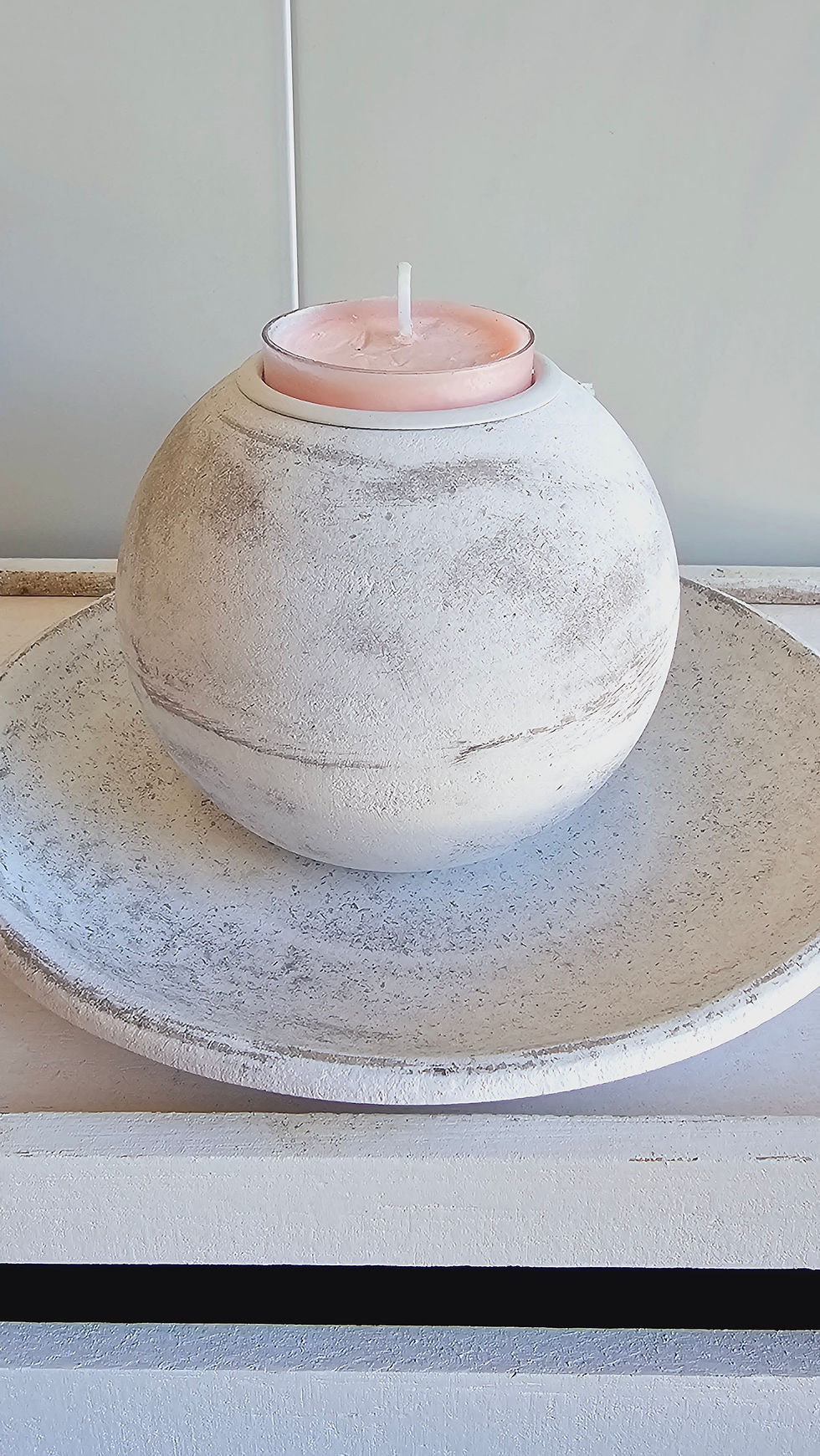 Thumbnail: Shabby Chic Candle Holder with Pink Candle