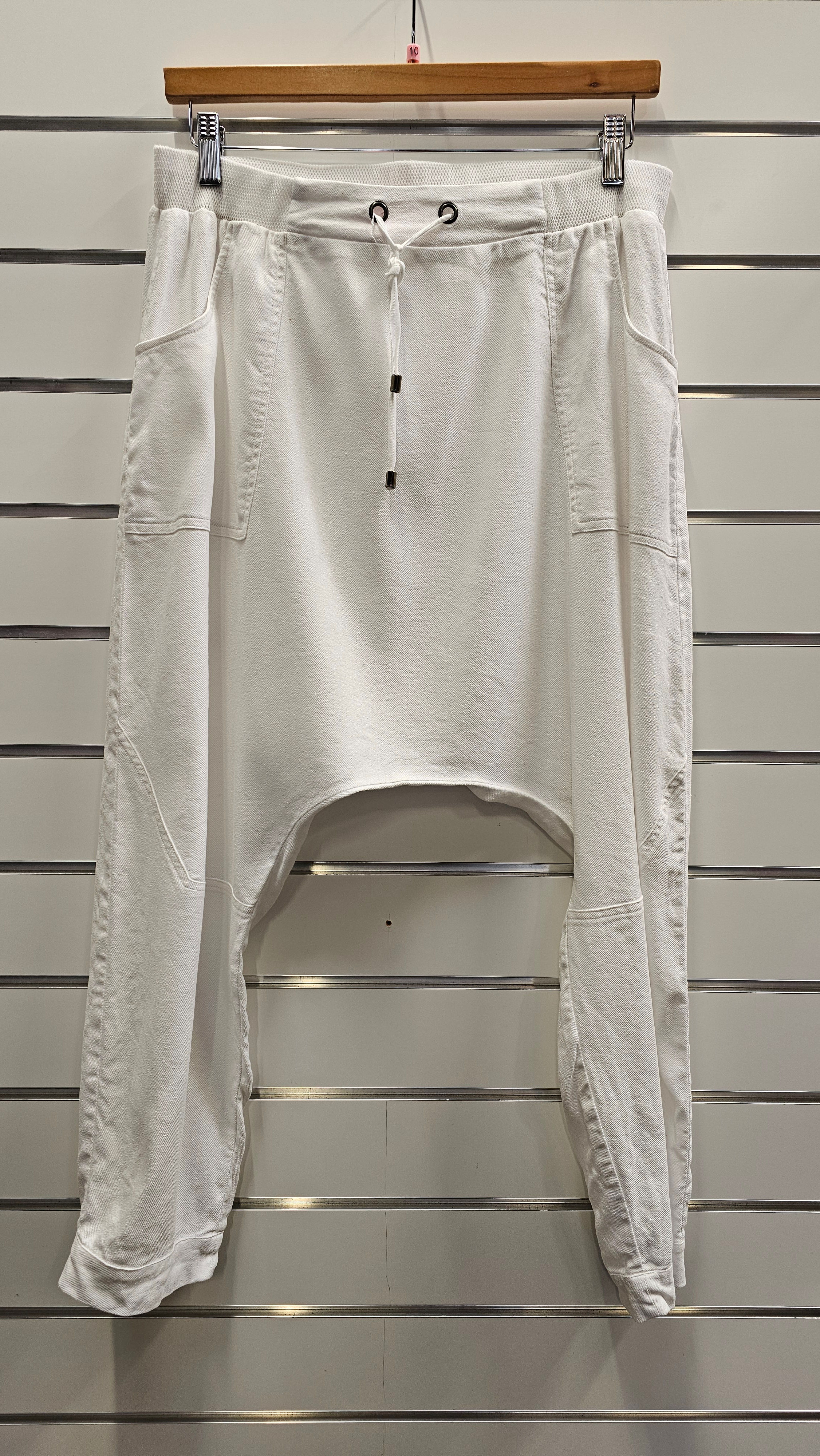 Lounge White Drop Crotch Pants - 10