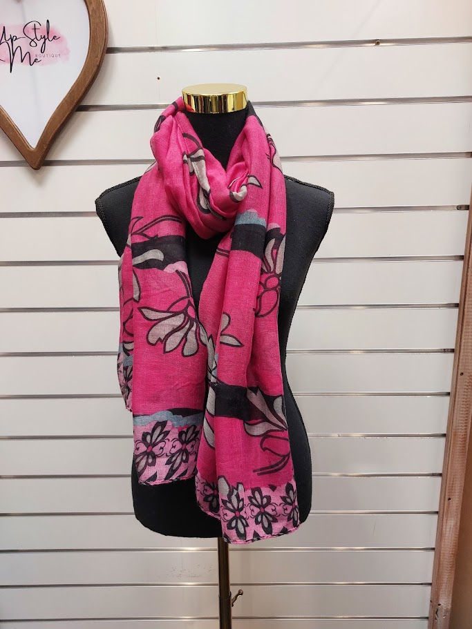 Pink Floral Scarf