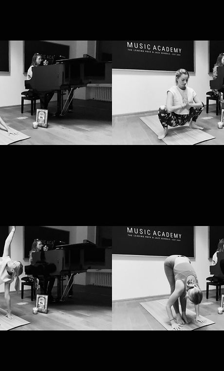 Yogalehrerin Marianna Schmitz unterrichtet ein Yoga Konzert