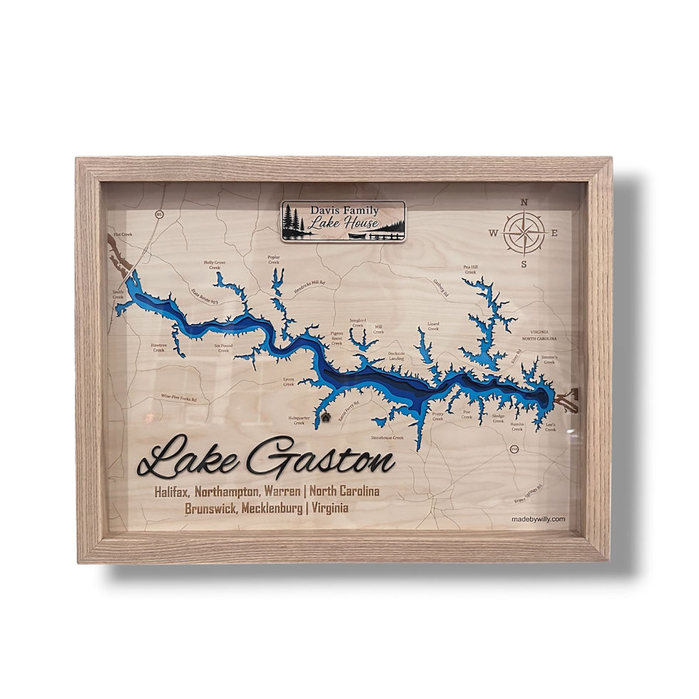 Thumbnail: Framed Bathymetric Lake Map Wall Hanging (any lake/coastal region)