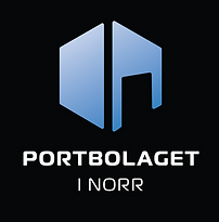 Logotyp för Portbolaget i norr på en svart botten
