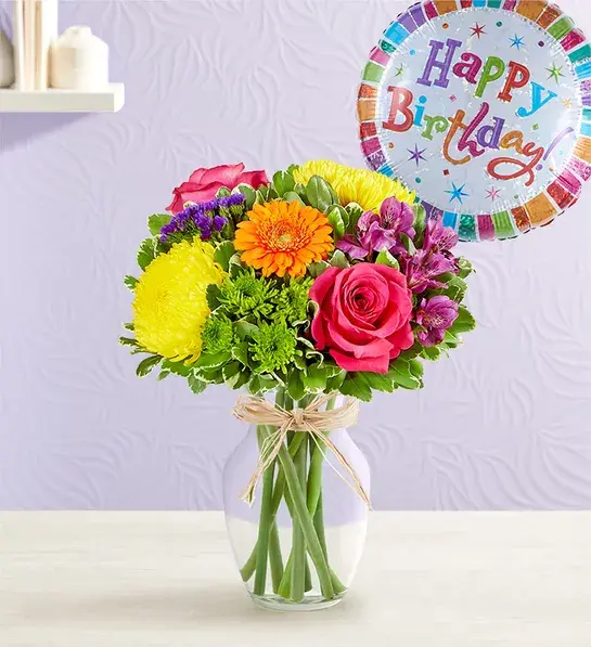 Fields of Europe Celebration with Happy Birthday Balloon Standard