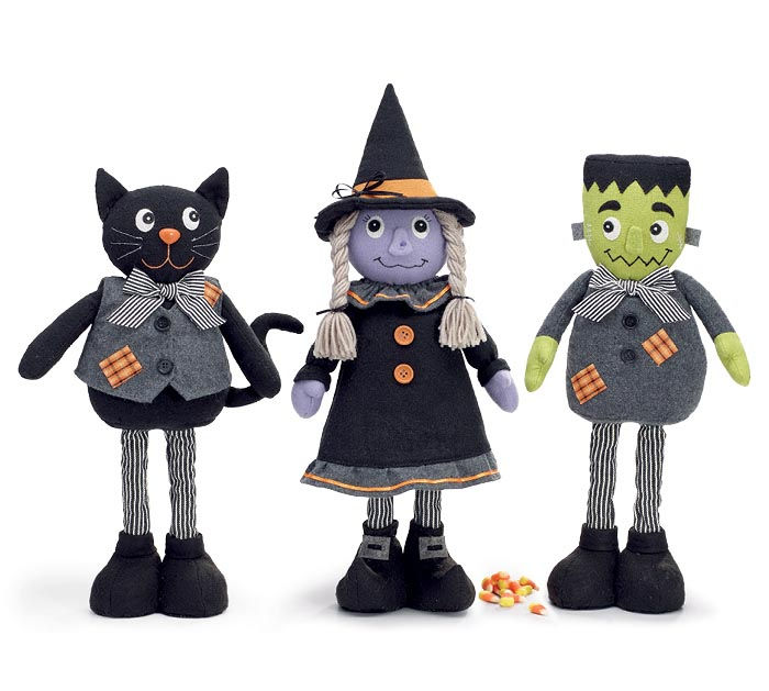PLUSH DECOR ASSORTED HALLOWEEN CHARACTERS