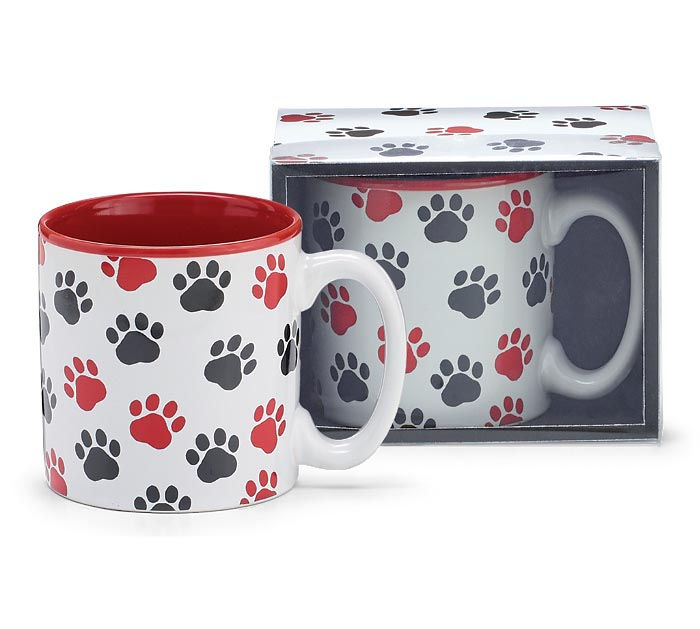 BLACK & RED PAW PRINT MUG