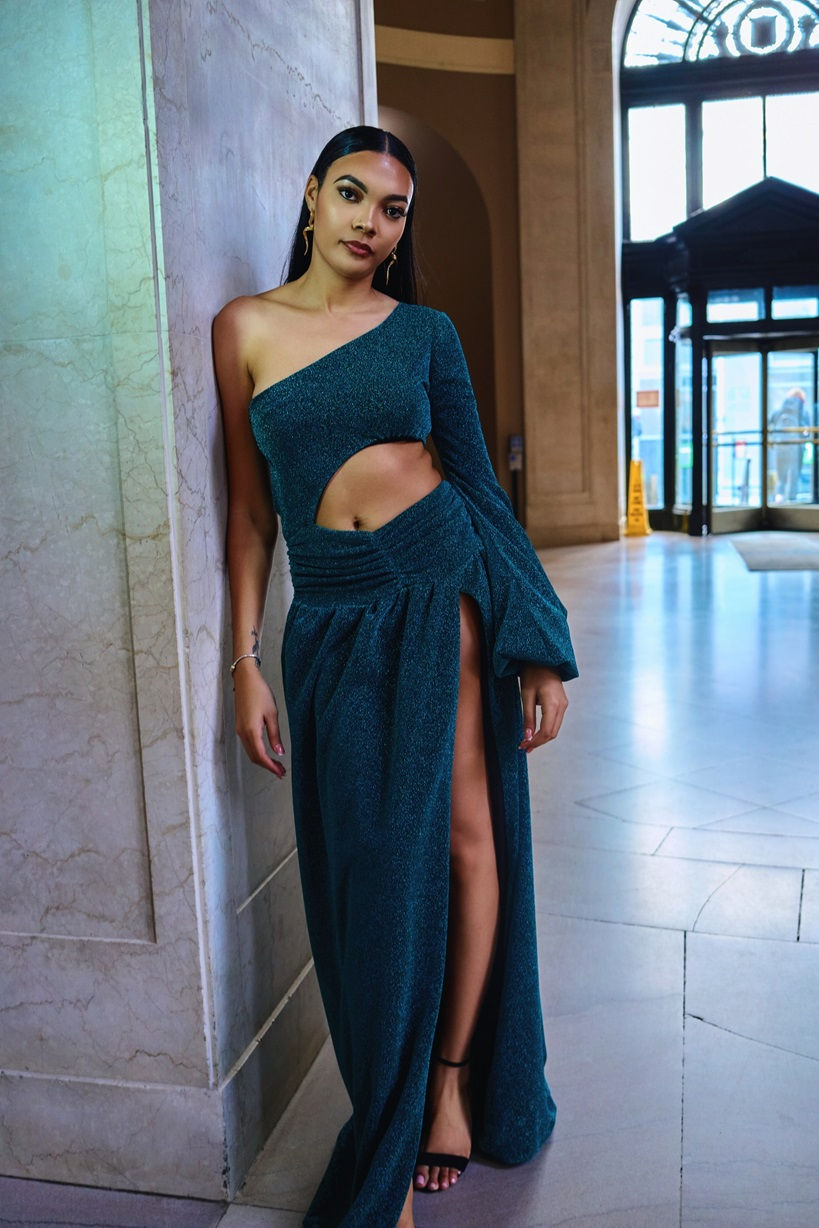 Thumbnail: Emerald Allure Shimmer Gown