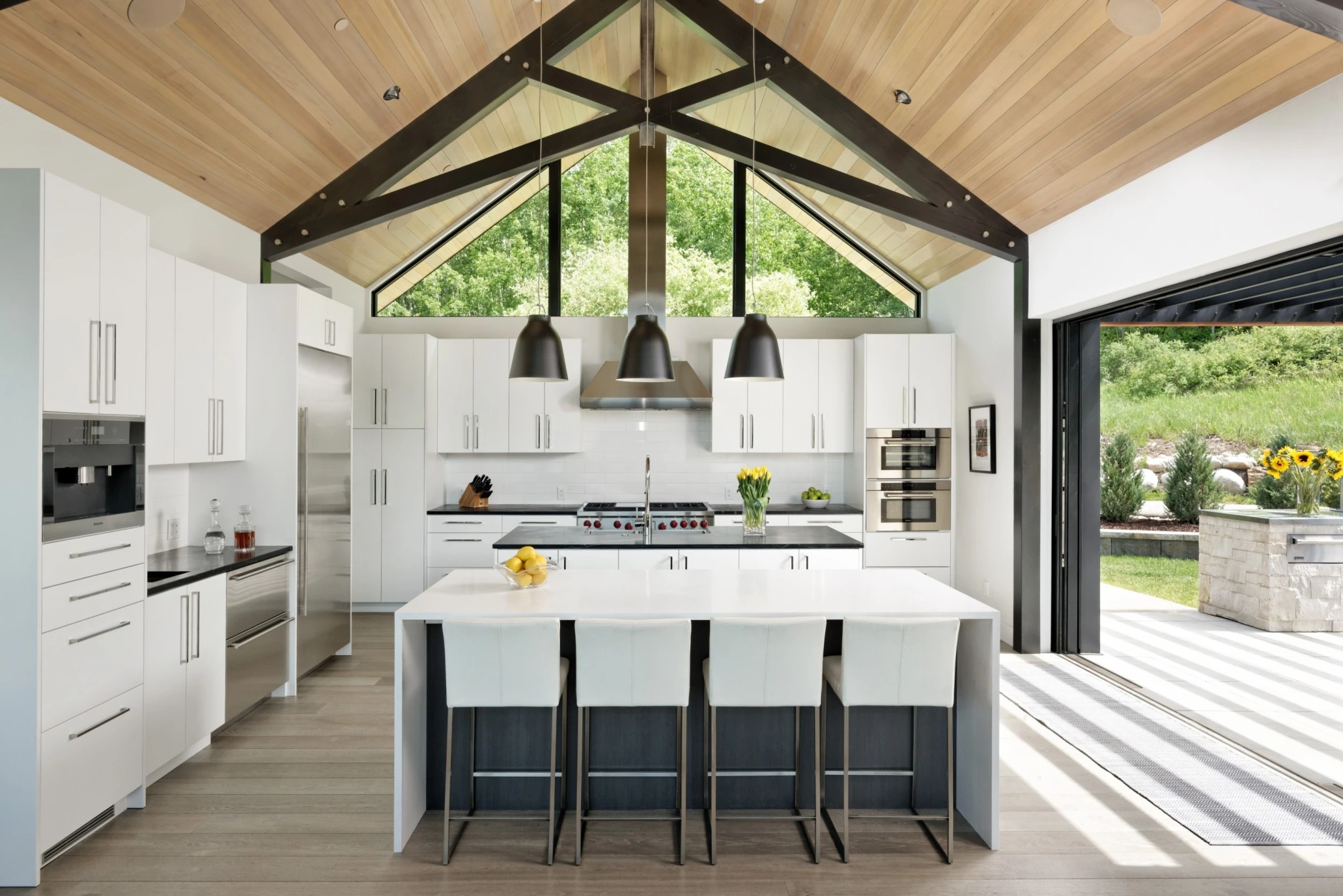 large kitchen island with seating and storage