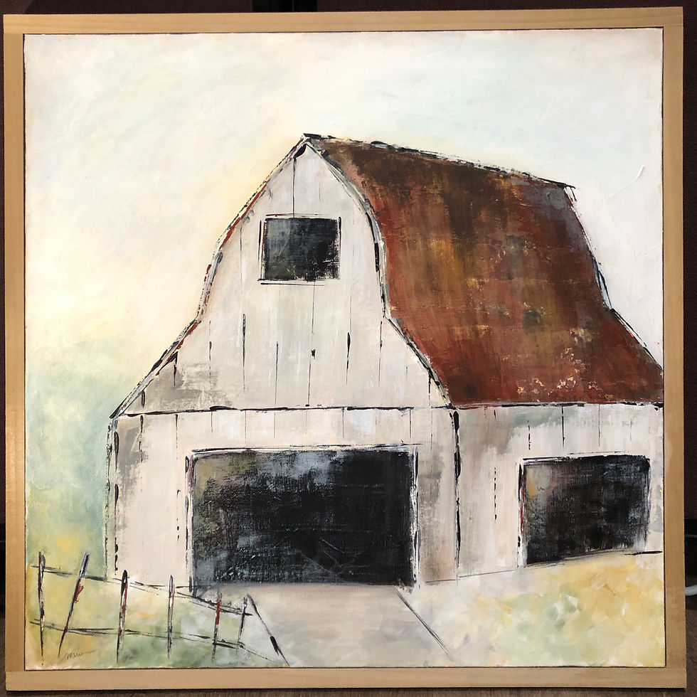 Farmers Blessing Red Roof Barn 25x25 Framed