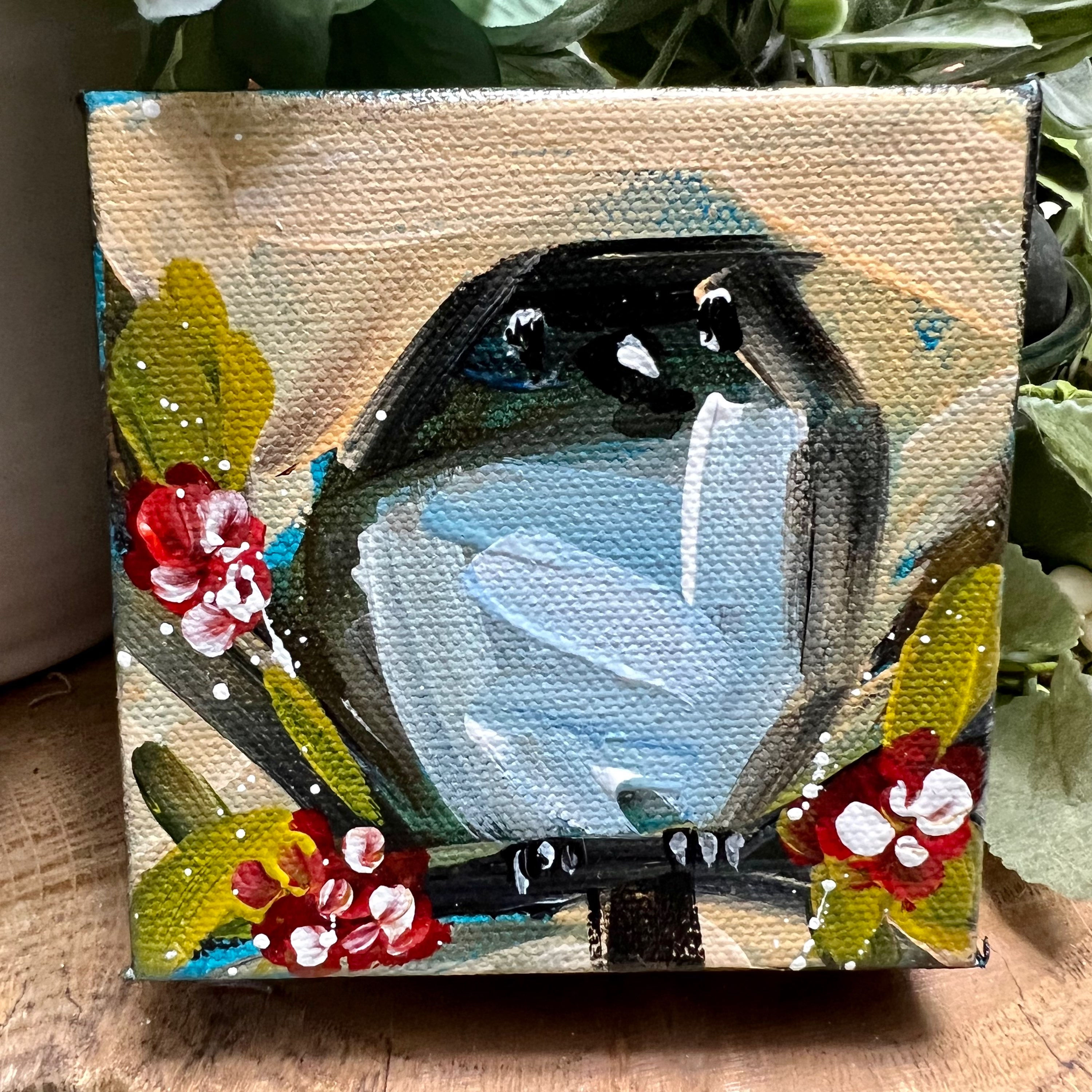 Chickadee Red Blooms 4x4