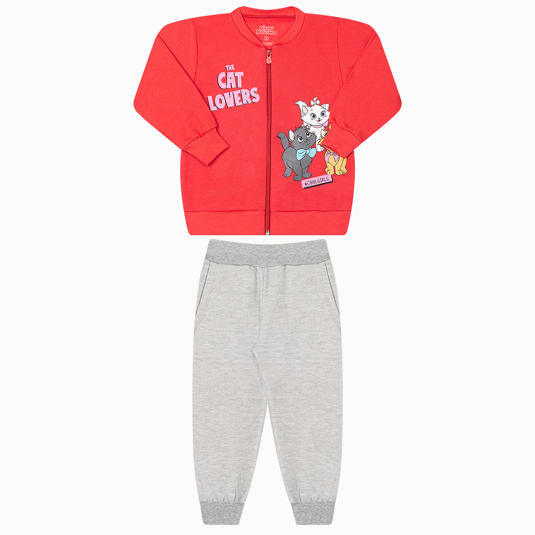 Conjunto Feminino de Moletom com Ziper e Bolso