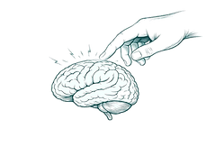 Рука и мозг с электросигналами