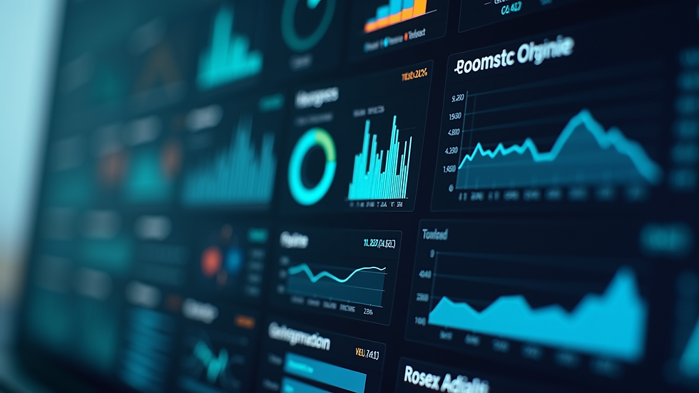 Close-up view of a digital dashboard showing AI analytics and metrics