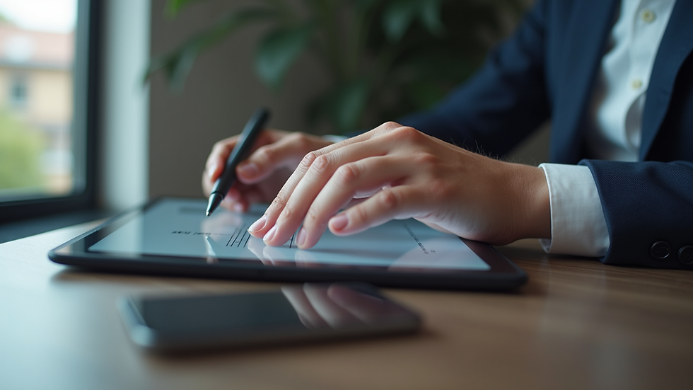 Close-up view of a user interacting with a tablet during usability testing