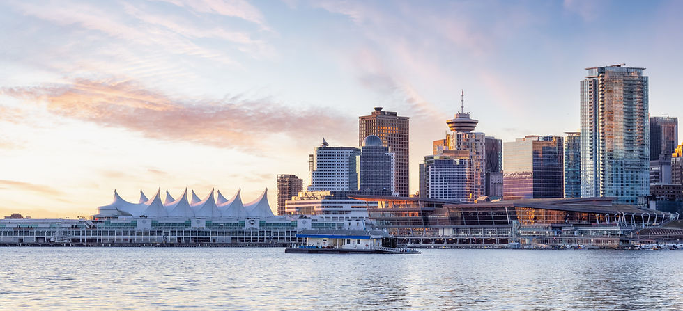 Panoramic View of Modern City Building Skyline on West Coast Pacific Ocean Dramatic Sunris