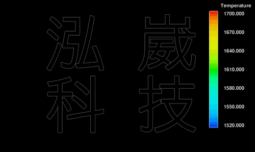 動畫5.充型溫度分布(新的澆鑄系統設計)