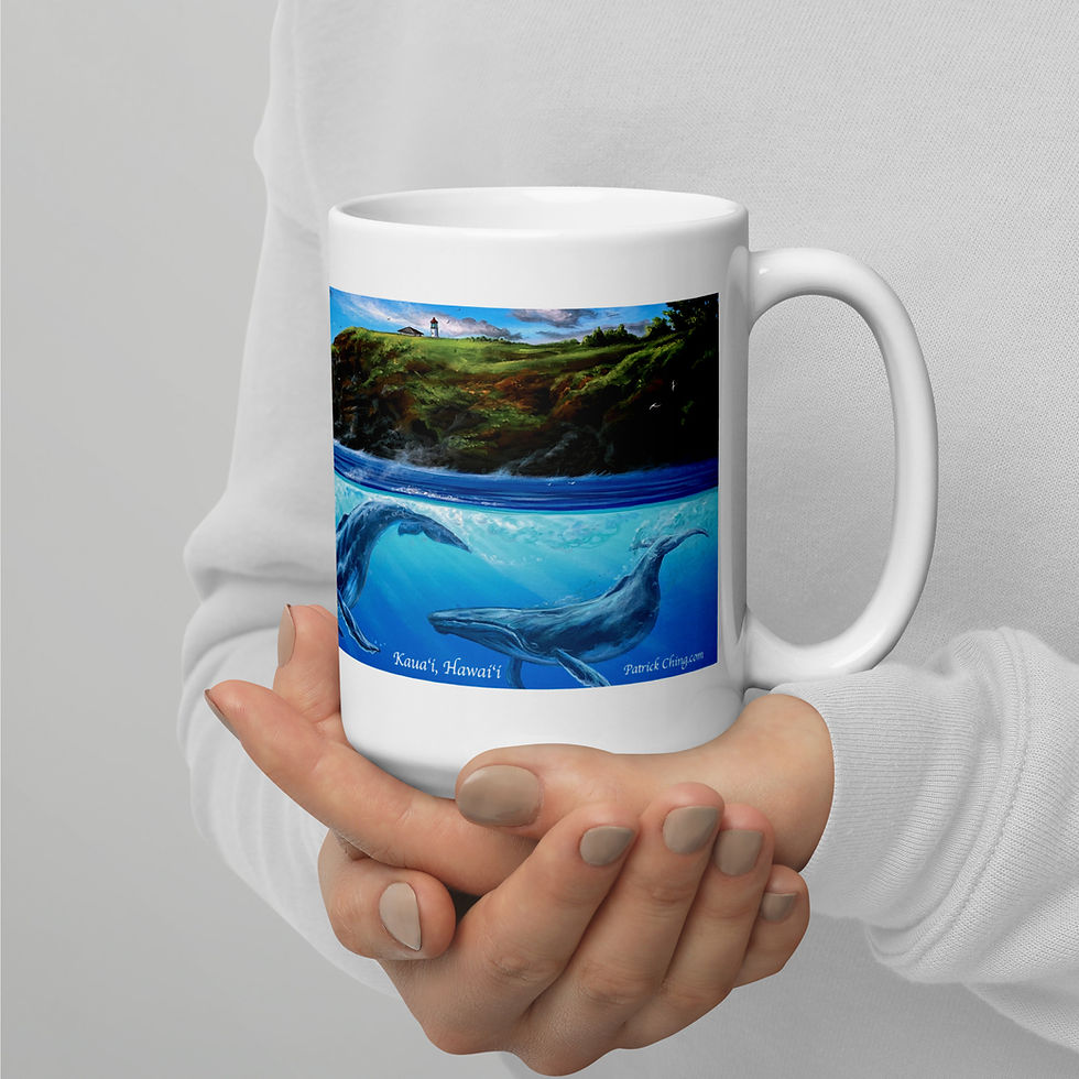 Thumbnail: Kohola Humpbacks at Kilauea Point - Kaua'i, Hawai'i - White glossy mug