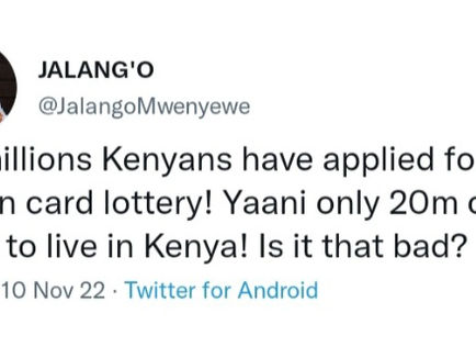 Fact Check : Have 30 million Kenyans applied for the Green card lottery in 2022?