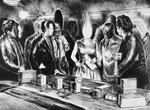 Burn all bridges, 76.5x57.5cm, china ink on paper, 2023 Mihael Milunovic.png Mihael Milunovic, Artist, drawing, social art