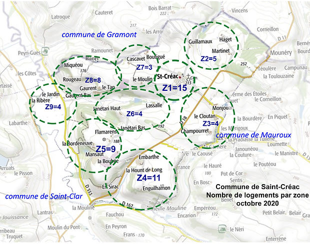 carte IGN-commune de Saint-Créac-zones 1